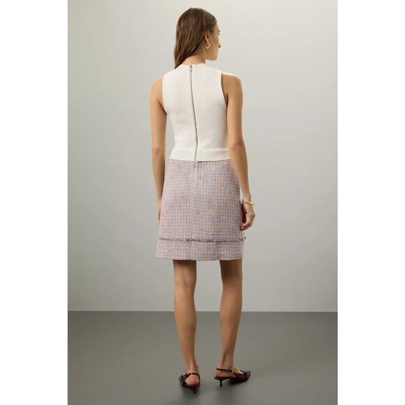 Ted Baker Mayumid Tweed Mini Dress White Ribbed Sleeveless Sz 12 US (5 Ted) - Picture 2 of 15